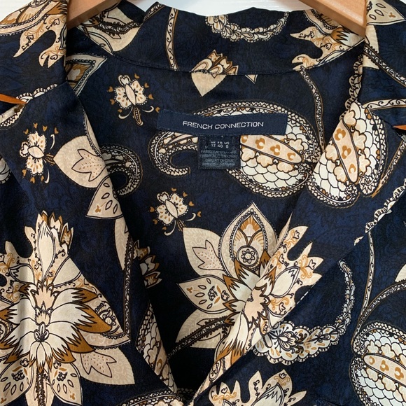 100% silk French connection paisley print blouse size 8 - Picture 4 of 4